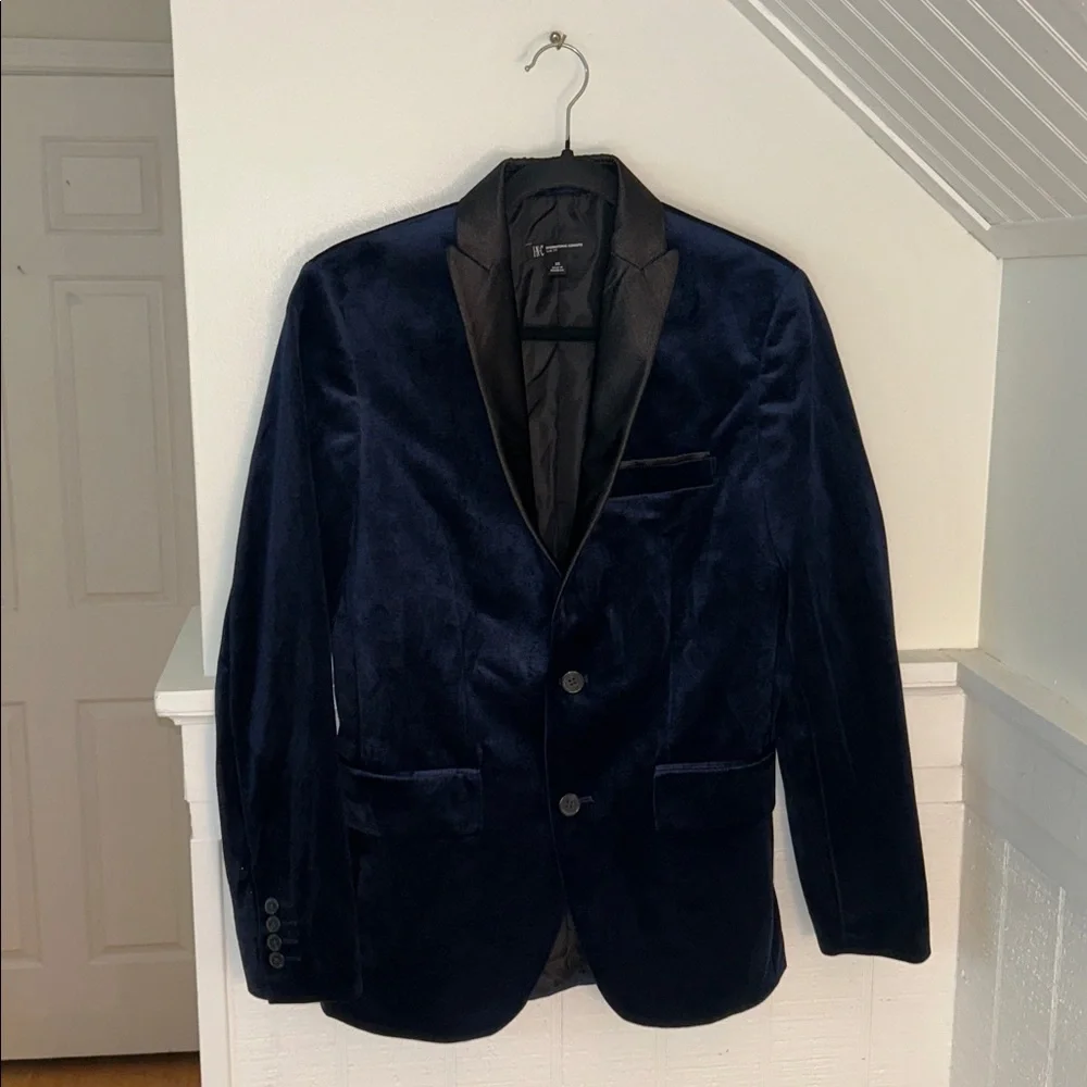 INC International Concepts Slim Fit Men’s Navy and Black Velvet Blazer XS NWOT